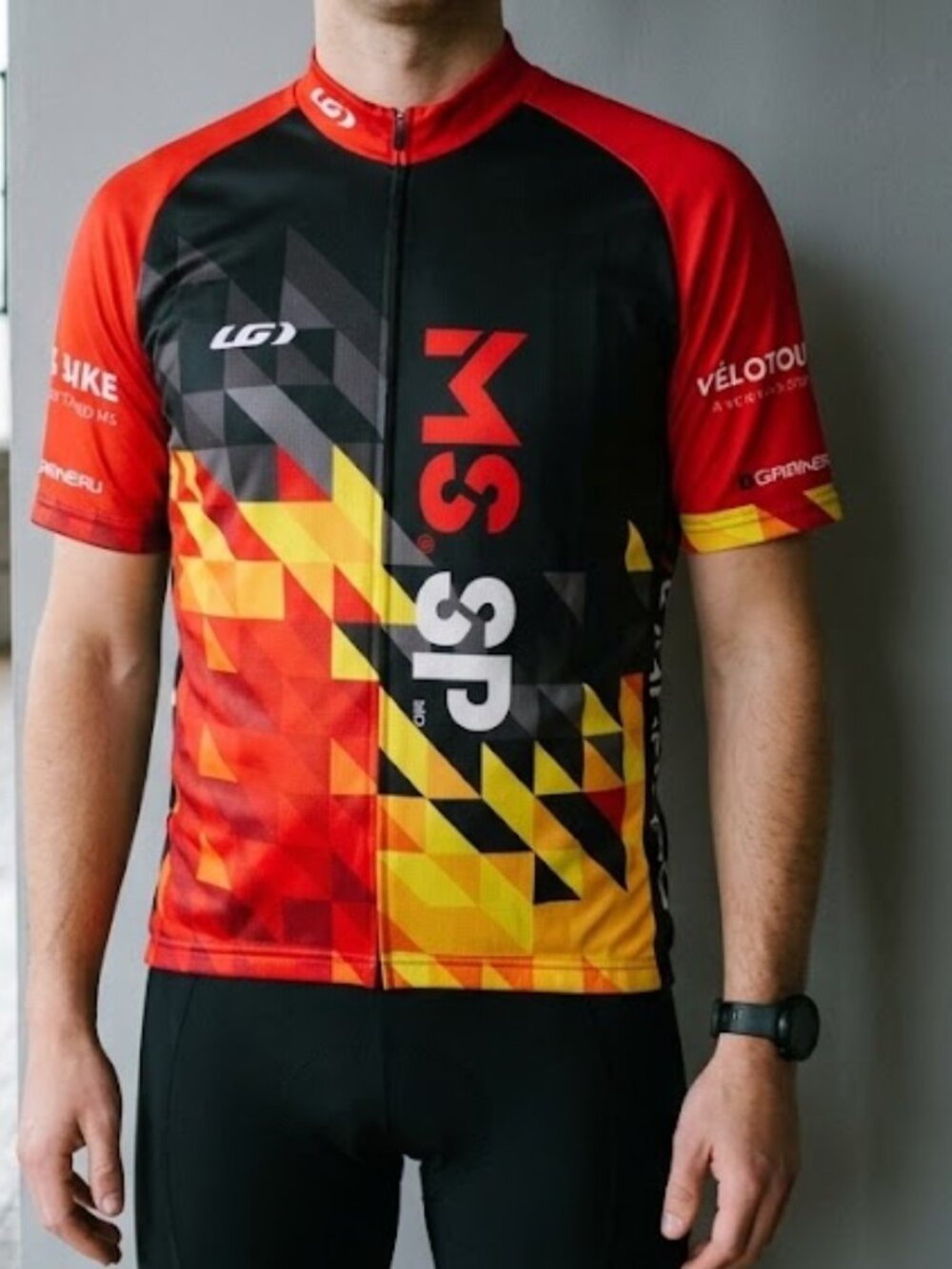 Louis Garneau MS Bike Velo Tour 2016 Cycling Jersey Club 1000 Red Black Men's M